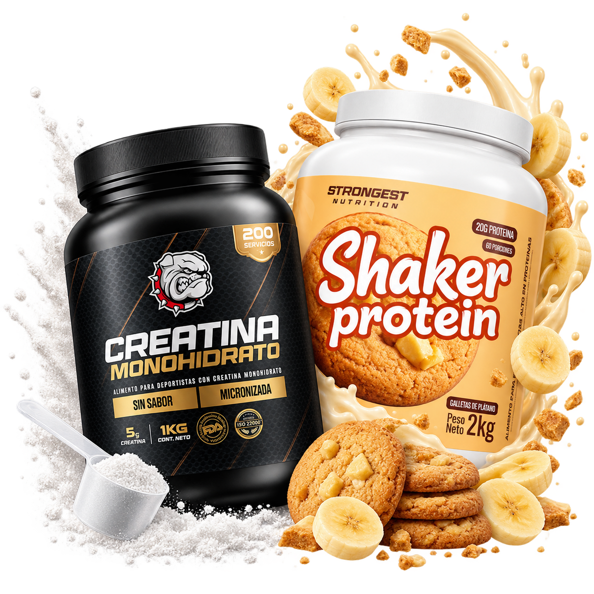 Shaker Protein 2kg + Creatina 100% Monohidratada Strongest