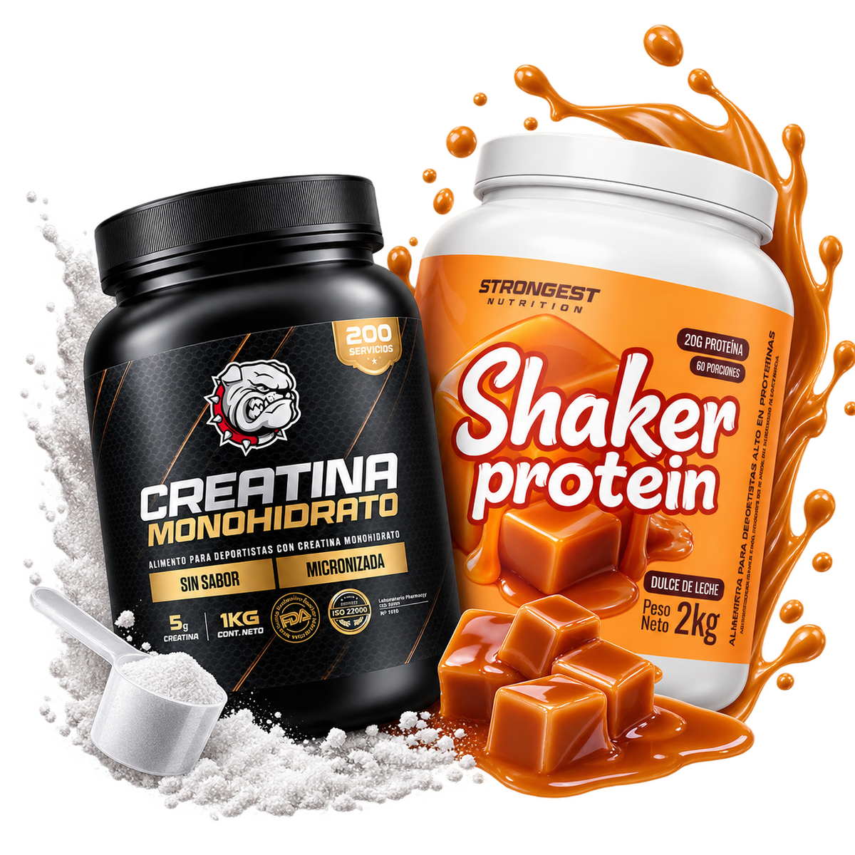Shaker Protein 2kg + Creatina 100% Monohidratada Strongest