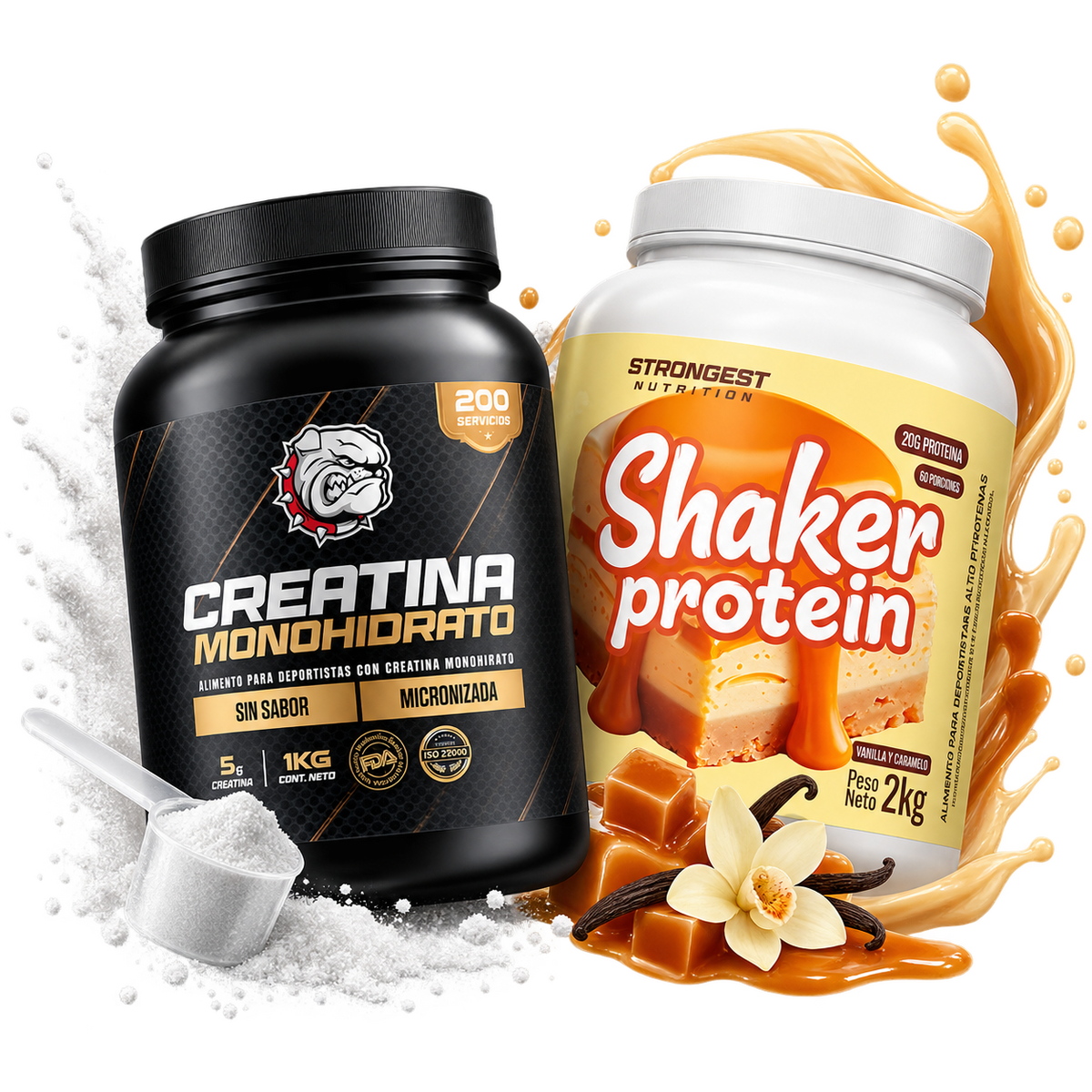 Shaker Protein 2kg + Creatina 100% Monohidratada Strongest